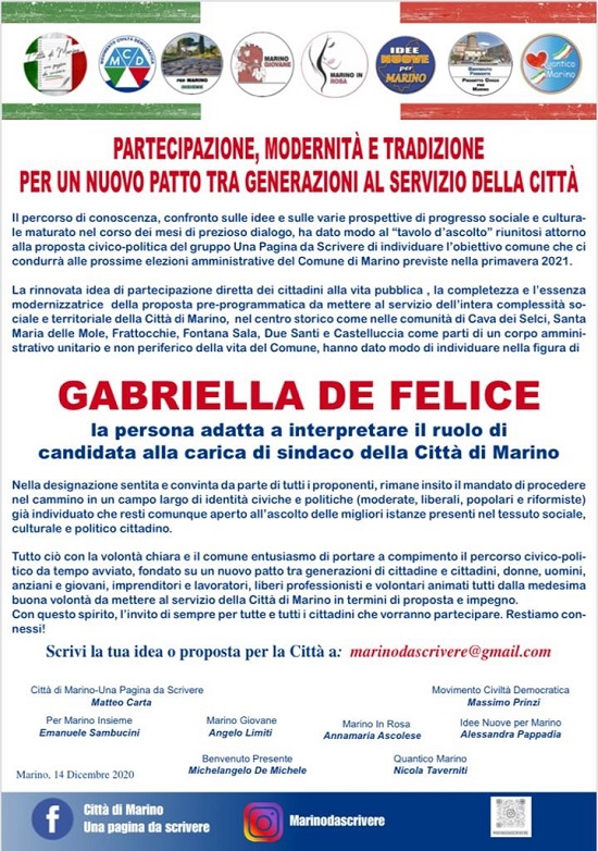 PARTECIPAZIONE, MODERNITA’, E TRADIZIONE PER UN NUOVO PATTO TRA GENERAZIONI AL SERVIZIO DELLA CITTA’