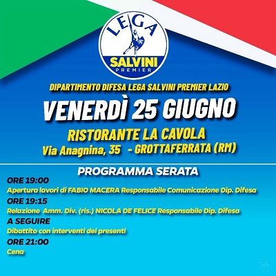 Grottaferrata. Programma del Dipartimento Difesa Lega Salvini Premier Lazio.