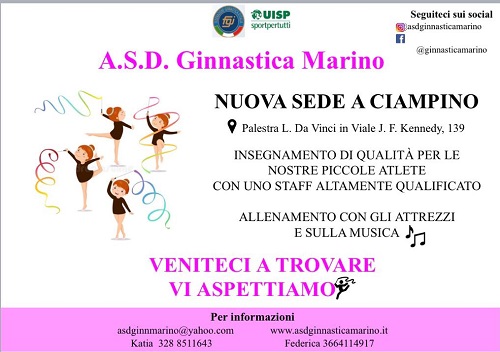 L’ASD GINNASTICA MARINO VOLA AI CAMPIONATI NAZIONALI GOLD – ORA ANCHE A CIAMPINO