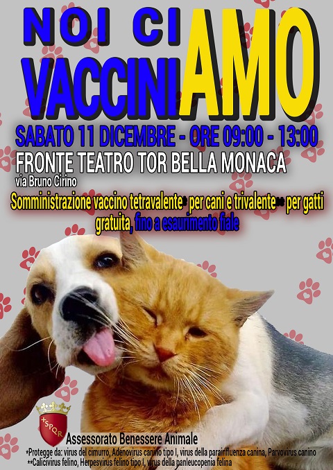 MUNICIPIO VI, VACCINAZIONE CANI E GATTI GRATUITA 11 DICEMBRE