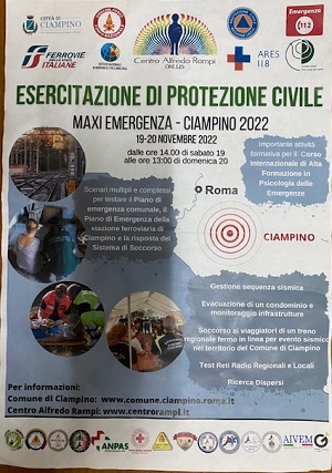 CIAMPINO. SABATO 19 E DOMENICA 20 NOVEMBRE – ESERCITAZIONE DI PROTEZIONE CIVILE